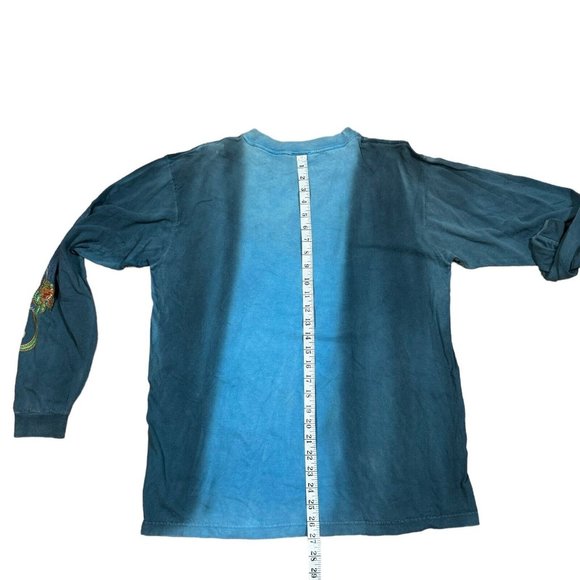 VTG Extreme Limit Dragon Star Long Sleeve T-Shirt Pullover Tie Dye Ombre Blue - Picture 10 of 10